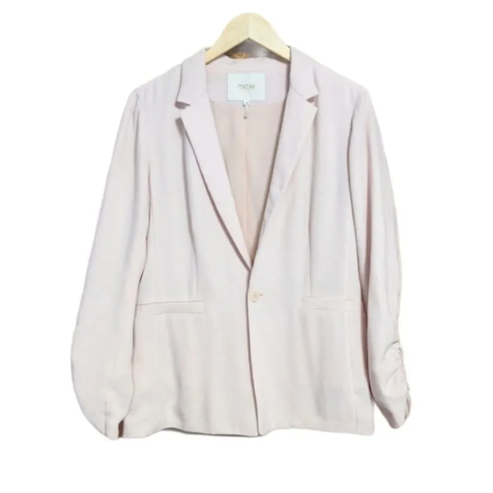 MAJE Valence Crepe Ruched Pink Blazer 8